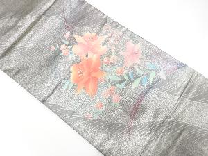 蘭に菊模様　名古屋帯